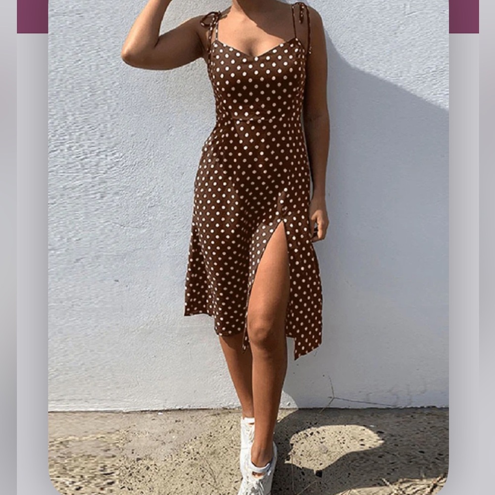 Brittany Andrea polkadot dress-brown